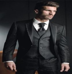 New Arrivals One Button Black Groom Tuxedos Groomsmen Notch Lapel Man Blazer Mens Wedding Suits JacketPantsVestTie3766878