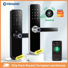 Lock New X6 Waterproof Tuya smartlife Security Fingerprint Wifi Smart Door Lock With Door Bell For Home Apartment Hotel