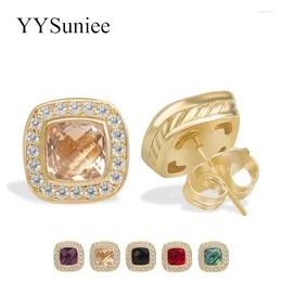 Stud Earrings YYSuniee 18K Gold Plated Cubic Zirconia Studs Vintage Fashion Jewelry For Women Trendy Gift