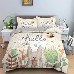 Bedding Sets Cartoon Duvet Cover Cute Animal Quilt Microfiber Set Twin King For Kids Girl Child Kawaii Room Decor