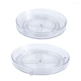 Kitchen Storage Transparent 360° Rotation Rack Round Plastic Turntable Cosmetics