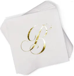 Party Supplies 100 Gold Cocktail Napkins Letter B Custom Logo Foil Hand Napkin For Powder Room Wedding Holiday Birthday