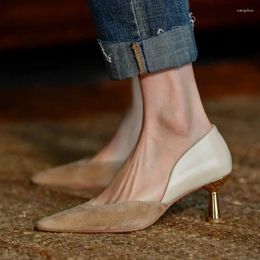 Dress Shoes 2024 French High Heel Women's Spring Autumn Slim Pointed Mix Colors Work Pumps Retro Shallow Fashion Single