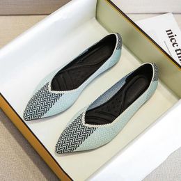 Casual Shoes Ballet Flat Women's Flying Line 2024 Woven Pointed For Pregnant Women Machine Washable Soft Bottom Large