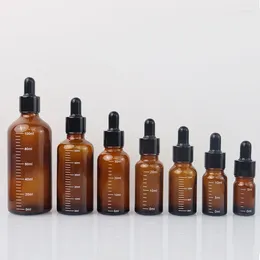 Storage Bottles 5ml-100ml Graduated Dropper With Scale Reagent Eye Drop Amber Glass Liquid Pipette Bottle Refillable