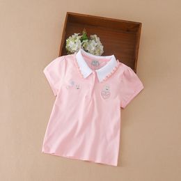 312 Age Girls Polo Summer Children Short Sleeve Tshirts 2023 Kids Turn Down Collar Clothing Baby Cotton Tops 240323