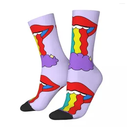 Men's Socks Funny Crazy Compression Sock For Men Rainbow Hip Hop Vintage Mouth Happy Quality Pattern Printed Boys Crew Casual Gift