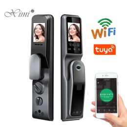 Lock Moblie WIFI TUYA Biometric Fingerprint Facial Face Recognition Palm Print Card Password Key Smart Home Door Lock Access Control