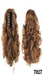 Whole14Inch 4 Colors Short Women Brazilian Hair Curly Bundles Fake Ponytail Tail Drop BlackBrown5793770