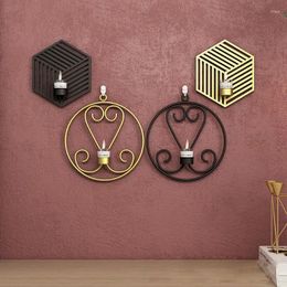 Candle Holders Wall-mounted Iron Holder Candlestick Candlelight Dinner Props Wedding Party Home Decoration Wall Hanging