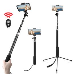 Monopods 158cm Portable Tripod For Phone 1/4 Screw Head Flexible Selfie Tripod Stand With Bluetooth Remote Control Holder For Phone