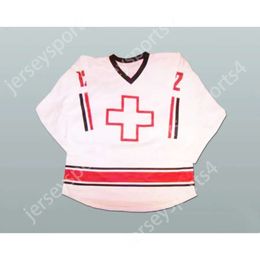 Gdsir Custom WHITE 12 SWITZERLAND NATIONAL TEAM HOCKEY JERSEY NEW Top Ed S-M-L-XL-XXL-3XL-4XL-5XL-6XL