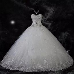 Dresses Lace Rhinestone Vintage Plus Size Wedding Dress Lace Up Bridal Gowns Robe De Mariage QC1095