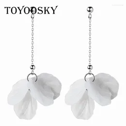 Dangle Earrings 2024 Spring Summer Style Long White Petal Shell Flower Drop For Women Eardrop 925 Sterling Silver Contracted Jewelry