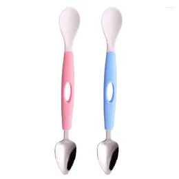 Tea Scoops Baby Scraping Spoon Double-headed Serrated Edge Fruit Feeding Tableware