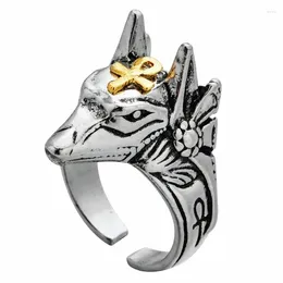 Cluster Rings Simple Anubis Beast Cross Men And Women Design Animal Finger Adjustable Jewellery Punk Fashion Wholesale