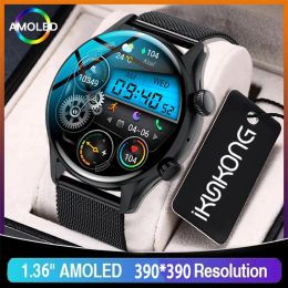 Devices 2022 NFC Men Smart Watch AMOLED 390*390 HD Screen Always Show Time Bluetooth call SmartWatch Men IP68 Waterproof for Android IOS