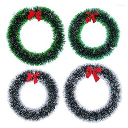 Decorative Flowers Christmas Ribbon Bow Knot Xmas Tree Foil Ribbons Ornaments White Green