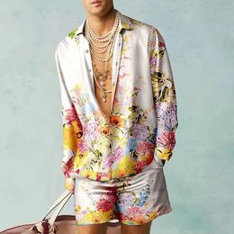 Mens Shirt Sets Men Fashion ShirtsShorts Two Piece Hawaii Shirts Luxury European Suits Beach Vocation Outfits Boy 240325