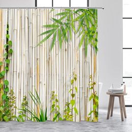 Shower Curtains Zen Curtain Green Leaves Plants Bamboo Bath Home Wall Hanging Polyester Fabric Bathroom Decor Set With Hooks