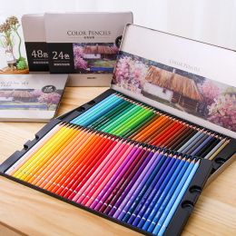 Pencils Deli 24/36/48/72 Coloured Pencil Professional Colours Set Soft Core Oilcoloured Pencilcolored Pencils for Painting Art Supplies
