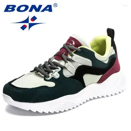 Casual Shoes BONA 2024 Designers Men Fashion Breathable Lace Up Sneakers Man Flat Non-slip Walking Suede Ventilate