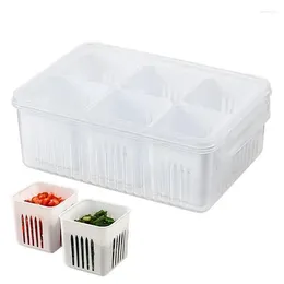 Storage Bottles Fresh Food Containers 6-in-1 Reusable Fruit Organiser Bin Refrigerator Fresh-Keeping Box