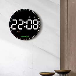 Wall Clocks Large Screen LED Digital Clock Temperature Date Display Hanging Electronic Alarm With Remote For Bedroom Home De E8T0