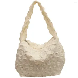 Drawstring Women Cloud Shoulder Bag Embroidered Thread Underarm Bags Soft Female Cute Purse