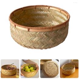 Dinnerware Sets Dessert Containers Dried Fruit Bread Basket Bamboo Hemming Weaving Storage Decorative