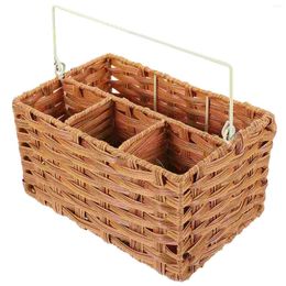 Kitchen Storage Cutlery Basket Rustic Utensil Holder Silverware Organiser Drawer Utensils