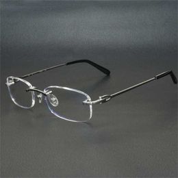 2024 fashion Men's Luxury Designer Women's Sunglasses Metal Square Clear Frames Men Women Rimless Glasses Optical Frame Spectacles Eyeglasses Computer