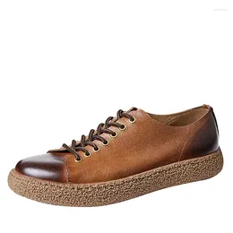 Casual Shoes Lace-Up Men Spring Autumn Summer Leather Original High Quality Genuine Cowhide