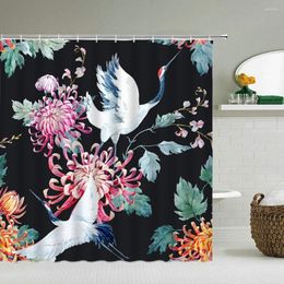 Shower Curtains Chinese Flower Bird 3d Bathroom Curtain Printing Waterproof Decoration Polyester Fabric With Hooks Bath