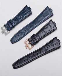 Black Dark Blue Genuine Cow leather straps fit For constantin 47660 000G9829 watch 25mm 9mm lug Overseas watchbands bracelet255v6720636