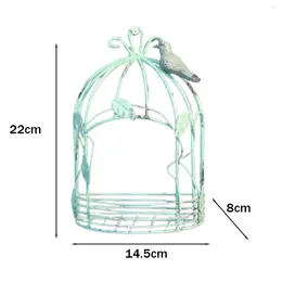 Kitchen Storage Vintage Country Wall Hanging Wire Iron Half Bird Cage Flower Pot Garden Decoration Retro Birdcage Rack C