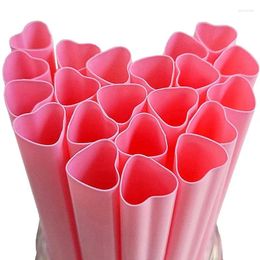 Disposable Cups Straws 20pcs Plastic Drinking Portable Pink Red Heart Straw Coffee Beer Beverage Wedding Bar Party Supplies