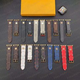 Luxury Women Men Watchband for iWatch 9 8 7 6 5 4 3 2 Se Leather Watch Bands Straps Watches Rivet Floral Designer Belt Strap Replacement 38mm 40mm 41mm 42mm 44mm Wrist Band