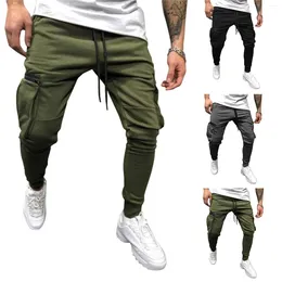 Men's Pants Spring Autumn Solid Color Men Casual Side Pocket Zipper Drawstring Man Trousers Y2k Clothes Pantalones Gym Streetwear