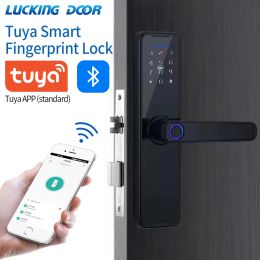 Lock Tuya Bluetooth Electric Intelligent Lock with App Biometric Fingerprint Proximity Card Temporary Password/Password/Key Unlock