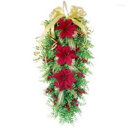 Decorative Flowers Artificial Hanging Christmas Wreath Pendant Gifts Merry Door Sign