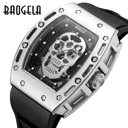 88 BAOGELA Bold Skull Barrel Silicone Men's Waterproof Sport Quartz Watch 18