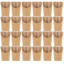 Disposable Cups Straws 100 Pcs Kraft Paper Food Containers Chip Fryers Packing Delicatessen Dessert Cup French Fries Holder