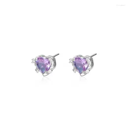 Stud Earrings S925 Sterling Silver Gradual Change Heart Ins Cool Air Lava Texture Star