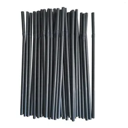 Disposable Cups Straws 100Pcs Drinking 210mm Black Long Flexible Wedding Party Supplies Plastic Beverage Kitchen Accessories