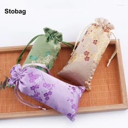 Gift Wrap StoBag 5pcs Chinese Cotton Long Drawstring Bag Cloth Jewelry Packaging Storage Bundle Pocket Reusable Pouches Portable