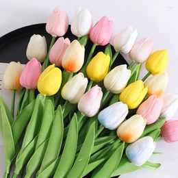 Decorative Flowers Simulated Tulip PU Mini Artificial Flower Nordic Wedding Home Decoration Props Plant Wholesale