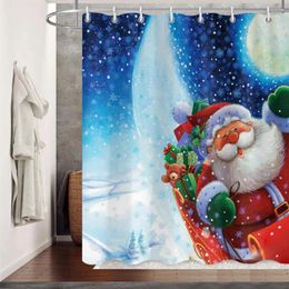 Shower Curtains Santa Claus Curtain Festive Christmas Waterproof Soft Durable Bathroom Decor For A Clean Fitting