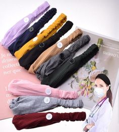 Face Mask Headband with Button Ear Protective Women Gym Sports Yoga Hairband Elastic Hairlace Headress Cross Hair Accessories Soli3246830