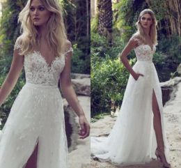 Dresses Limor Rosen Beach Wedding Dresses A Line Off Shoulder Sweep Train Bridal Gowns With Lace Applique High Split Plus Size Wedding Gow